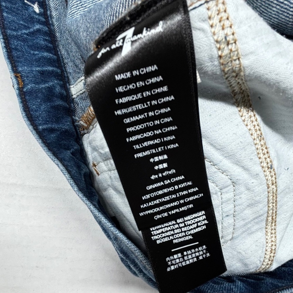 7 For All Mankind High Rise‎ Distressed Denim Shorts 35X2 Cutoffs Button Fly EUC - Picture 7 of 9
